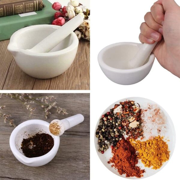 Ceramic Mortar and Pestle Set 4/5 Inch - Image 3