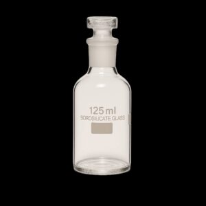 laboratory boroslllicate glass reagent bottle with narrow mouth opeining and stopper