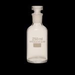 laboratory boroslllicate glass reagent bottle with narrow mouth opeining and stopper