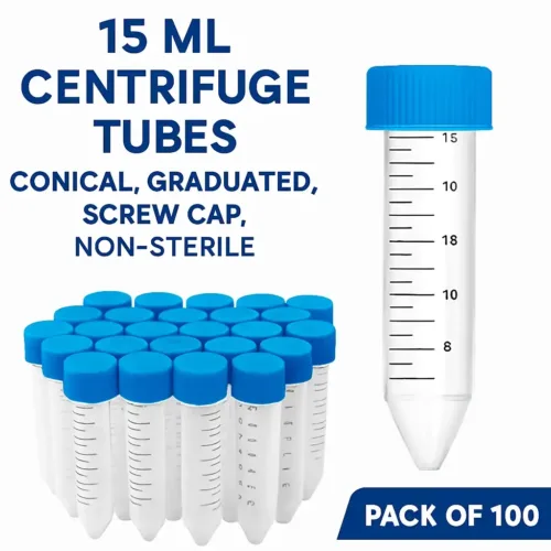 15ml Polypropylene Centrifuge Tubes, Conical Bottom, Graduated, Non-Sterile Lab Consumables (Pack of 100) Centrifuge Tube 15ML