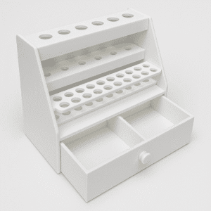 Laboratory Micropipette Stand – Multi-Rack Organizer with Integrated Storage Drawer