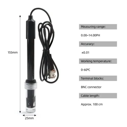 Break-Resistant pH Electrode Probe with BNC Connector
