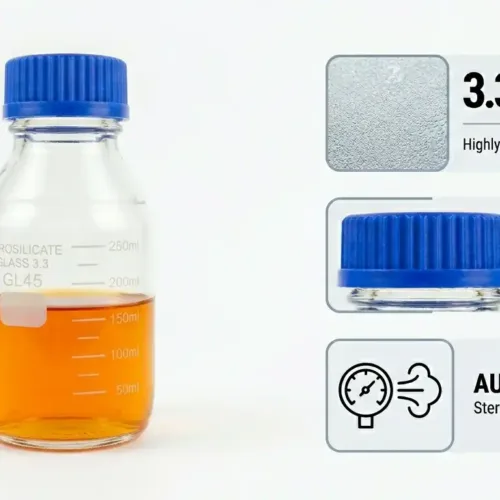 Glass Reagent Bottle 250mL – GL45 Screw Cap, Autoclavable Borosilicate