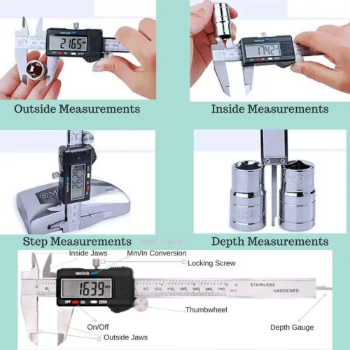 Digital Vernier Caliper (150mm/6 Inch) – Steel with LCD Display & Protective PVC Case