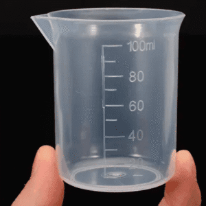 Polypropylene (PP) Euro Design Beaker 100mL– Squat Form, High-Clarity Graduated Beaker (Pack of 5)