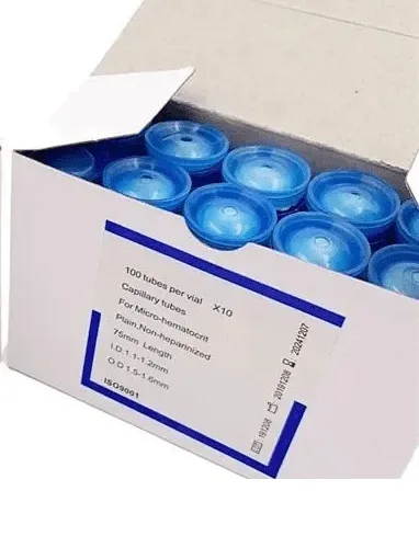 Sodium Heparinzed Blood Sampling Micro Hematocrit Capillary Tubes - Blue tip Plain, non-heparinized