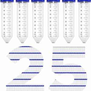 Conical Centrifuge Tube 50mL with Blue Leak-Proof Screw Caps - Graduated Polypropylene, 25 Pieces