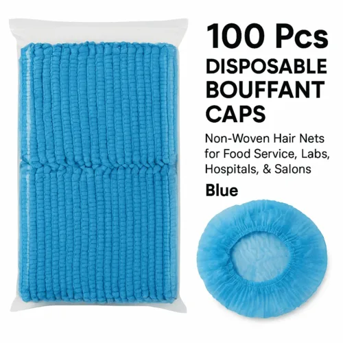100 Pcs Blue Disposable Bouffant Caps | Hair Nets