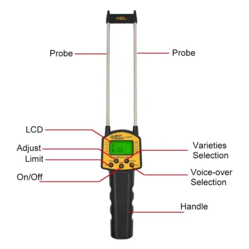 Smart Sensor AR991 Digital Grain Moisture Meter | 14 Grain Types & Voice Alarm