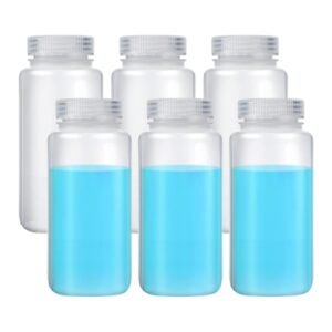 Wide Mouth Reagent Bottle 250mL (Pack of 6) – Shatterproof Polypropylene (PP), Leak-Proof Screw Cap, Autoclavable