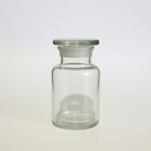Wide Mouth Reagent Bottle 125mL- Clear Soda Glass with Ground Glass Stopper for Lab Storage & Apothecary