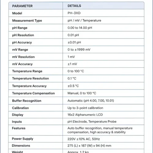 Professional Laboratory pH Meter with ATC (Model: PH-3XD)